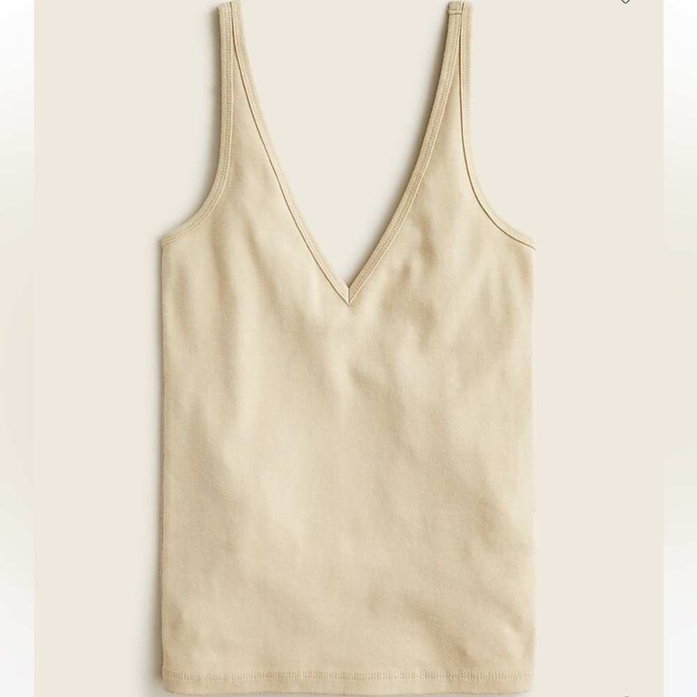 J.Crew Perfect Fit Double V-Neck Tank in Light Khaki